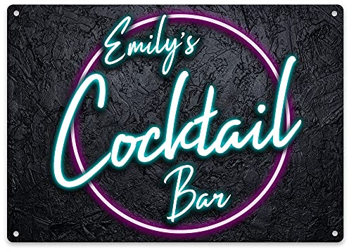 Purple Print House Cocktail Bar Sign Neon Effect - Personalised Home Bar Gift Accessories For Him or Her - Outdoor Garden Area Fathers Day, Home & Kitchen, Large