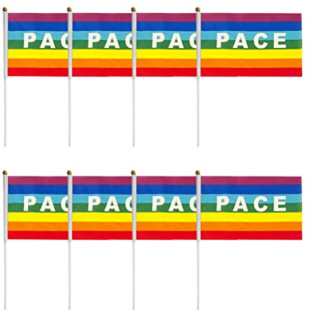 Bandiera della Mini Pace 50/100 Pezzi, Bandiere Arcobaleno Resistenti, Bandiera della Pace del Poliestere, Stampa Fronte-Retro E Solido Liscio, per Festival Festa Parata Par