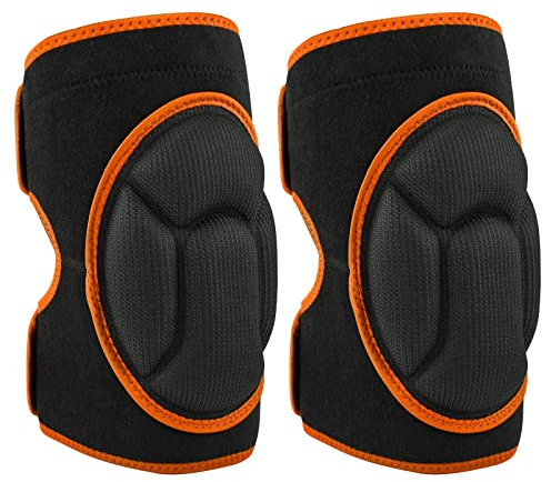 Knee Pads for Work, Protective Garden Kneeling Pads Anti-Slip Collision Avoidance Knee Sleeve for Women and Men, Multifunction Knee Caps for Gardening, Sport, Skating (Black with Orange Rim)