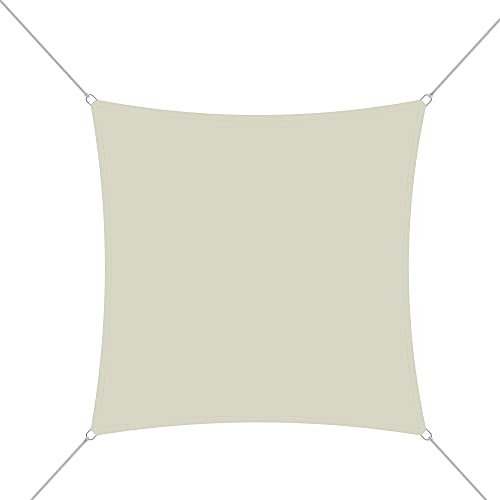 Vela Ombreggiante Quadrata Parasole Tenda Da Sole 180 gr/m² Traspirante Anti UV Impermeabile Resistente Esterno Giardino Piscina Terrazzo Funi Ancoraggio Occhielli In Acciaio (3.6 x 3.6 m, Crema)