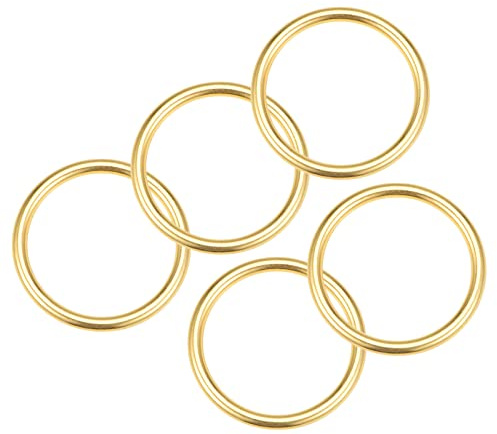 QUARKZMAN 30 mm Metall O-ringar x 5 st Svetsad Zink Alloy O-Ring Hårdvaruspännen Sortiment Bälte Solar Stängning, [Guld Ton]