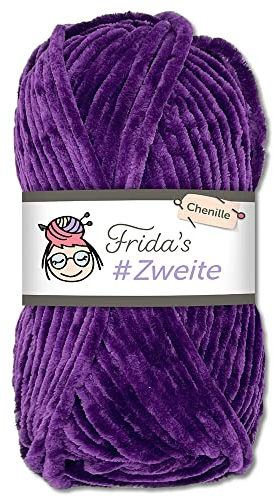 Frida's #Zweite Wolle 100g Chenille Wolle Amigurumi Stricken & Häkeln weich (28 - Lila)