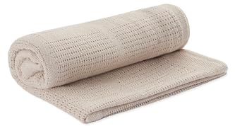 MORI Cellular Blanket Taupe Organic Cotton Bamboo 70x100cm Lightweight Breathable for Newborn Durable Comfortable Swaddle Ideal for Cot Crib Moses Basket Pram or Travel