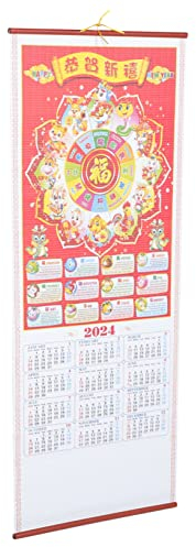Ciieeo 2024 Tierkreis-Wandkalender Tischdekoration Bürodekoration Schreibtischdekoration Jahr Des Drachen Kalender Frühlingsfestkalender 12 Monatliche Wandkalender Chinesischer