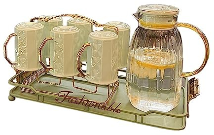 GRFIT Brocca Acqua Bollitore Freddo in Vetro Resistente alle Alte Temperature bollitore Freddo Set di Tazze for Acqua Fredda for Soggiorno Domestico di Grande capacità Caraffa Acqua