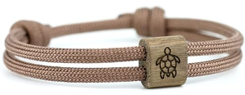 KOMIMAR Holz Surfer Armband TURTLE Schildkröte Maori Style in vielen Farben - Glücksbringer - Geschenkidee - Treibholz Gravurarmband - Wichtelgeschenke