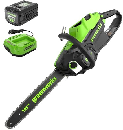 Greenworks - Brushless (2.0 kw) 80 V (Gen 2) Chainsaw, 2.5 Ah Battery and 2 A Charger