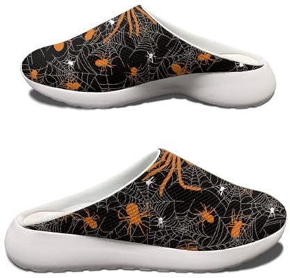 HUGS IDEA Sabots de jardin unisexes pour homme et femme - Sandales d'été - Pantoufles antidérapantes pour la plage, la douche, Toile d'araignée Halloween, 41 EU