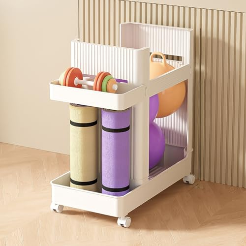 Yogamattenkorb | Yogamatten-Aufbewahrungskorb | Halterung for Fitnessgeräte | Trainingsmattenkorb | Aufbewahrungsregal for Yoga-Blöcke, Hanteln, Yoga-Räder, Kettlebells, Schaumstoffrollen (Color : Wh
