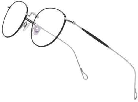 WxuuLTGJR Runde Brillengestelle, Titan-Brillengestell, Vintage-Stil, für Damen, Brillengestelle, klare Gläser, Geburtstagsgeschenk, Brillengestell