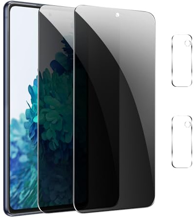 【2+2 Stück】 Sichtschutz Schutzfolie für Samsung Galaxy S20 FE 5G, Privacy Panzer Schutz glas，Anti-Peeping Sichtschutzfolie，Anti-Spy Schutzglas