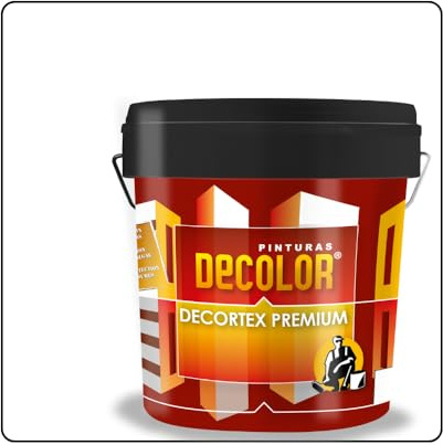 PINTURAS DECOLOR DECORTEX LISO PREMIUM - Pintura revestimiento impermeabilizante para fachadas. (4 litros). BLANCO