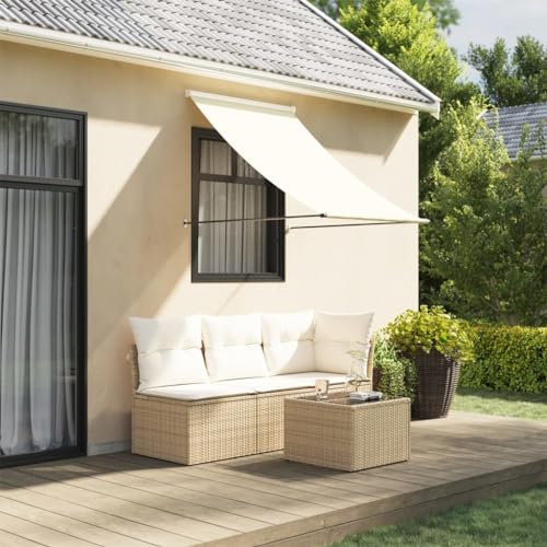AJJHUUKI Home & Garden Artikel - Ausziehbare Markise Creme 100x150 cm Stoff und Stahl