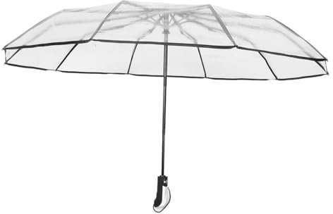 TINEASUR Transparenter Regenschirm Klar Automatischer Tragbarer Regenschirm Für Reisen Leicht Kompakt Mit Griff Für Männer Und Frauen
