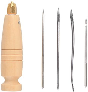 Alêne 4 en 1 avec manche en bois et cuir fait à la main