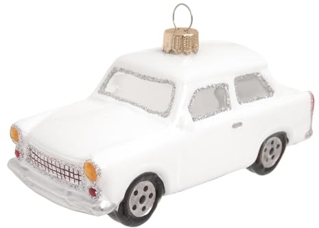 Krebs Glas Lauscha - Weihnachtsdekoration/Christbaumschmuck aus Glas - Trabant - Farbe: Weiß - Größe: ca. 11 cm
