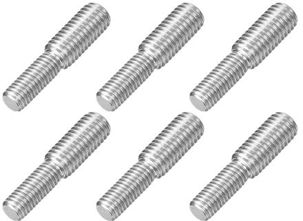 sourcing map Doppelend-Gewindebolzen, M8 x 20 mm auf M10 x 20 mm, 6 Stück, 304 Edelstahl, Gewindereduzierer, Adapter für Möbel, Maschinen, Montagebefestigung
