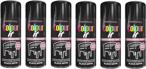 MIXEL Black Colour Satin Spray Paint, Durable And Satin Finish, Non Cracking, Quick Drying, Easy To Use, Interior And Exterior Use On Metal, Plastic, Wood, 250ml