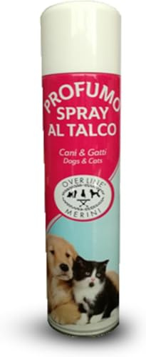 OVER LINE MERINI | Deodorante Spray per Cani e Gatti al Talco, Profumo per Cani lunga durata 300 ml