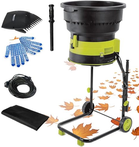 JJENXYYDS Trituradora de Hojas portátil para jardín de 2500 W, trituradora de abono sin Cuchillas, con Ruedas y Bolsa de Almacenamiento, para desechos de jardín, Hojas y Ramas,10m-Power-Cord