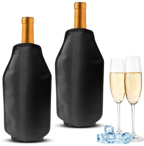 RANJIMA Weinkühler Manschette 2er Set, Kühlmanschette Sektflasche Flaschenkühler Hülle für Wein Sekt Champagner Flaschen, Weinmanschette Weinflaschenkühler für unterwegs