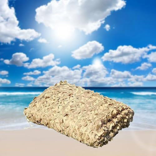 IRUGS Malla De Camuflaje, Red De Camuflaje Militar De Color Playa, Toldo Vela De Sombra para Caza, Sombrilla Decorativa para Acampar, 3x6.0m 4x5.0m 5x6.0m(10.0x12.0M/32.8x39.3ft)