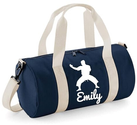 Personalised Martial Arts Overnight Bag Gym Holdall Sports Bag – Ideal Karate, Judo & Taekwondo, Large Travel Bag – Compact Size 20x20x40cm Dynamic Gift 12L Barrel Bag for Training – Navy