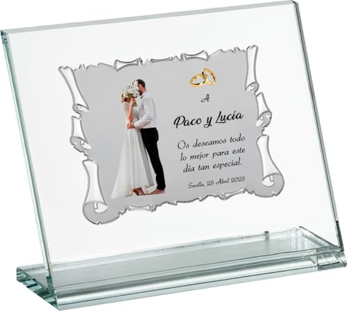 Placa de Homenaje Personalizada con base de cristal. (12849-E)