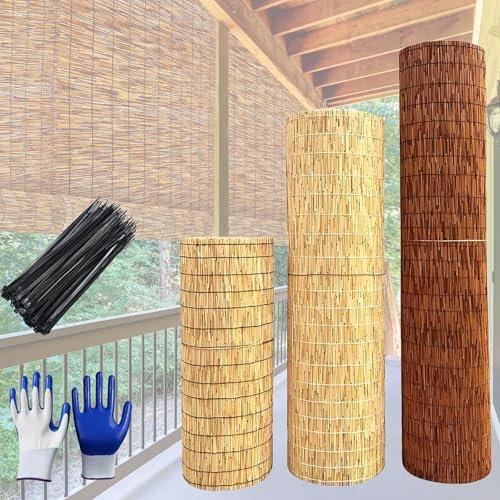 Recinzione in Canne Naturali, Recinzione Giardino 30cm 60cm 90cm 120cm 150cm, Staccionata in Legno Canniccio Bambu per Esterno per Patio Cortile All'aperto(Marrone)