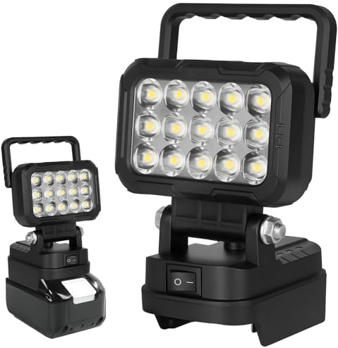 AUAUY 45 W trådlös LED-arbet för Makita 18 V batteri, bärbar ficklampa jobbbelysning med två USB-laddningsport, belysning för garage, camping, bilreparation, nödsituation (inget batteri)