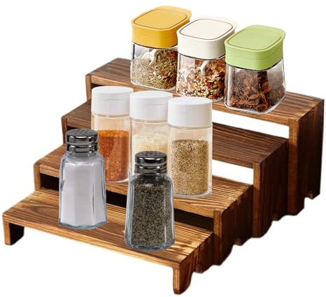 Generico Alzata in Legno, Sopraelevatore in Legno per Mensola Espositiva, 4 Pezzi Mensole Tavolo Decorazione Casa per Cucina Top Buffet Dessert Stagionatura Profumi Campagna