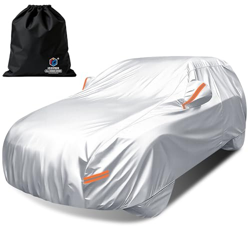 iCOVER Car Cover, All Weather Exterior SUV Cover Designed for Audi Q5, BMW X3, Mercedes GLC & 1st Gen Porsche Cayenne (2003-2010) Fits Vehicle Length 184 to 188