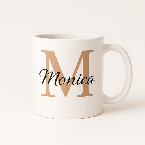 Pet-Jos Taza de Café Personalizada con Nombre e Inicial – Taza con Monograma Personalizado, 330 ml – Regalo Único para Ella o Él