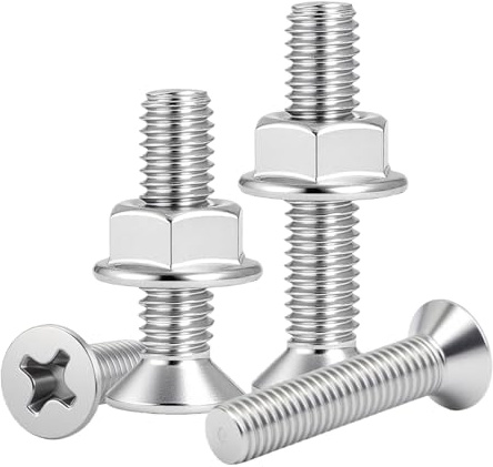 mawmuaw 25 Sets Countersunk Bolts M4x10 mm and M4 Nuts Flat Head Screws and Hex Nut Machine Screws Stainless Steel Flange Nuts and Bolts Phillips for Furniture Machinery and Electrical Appliances