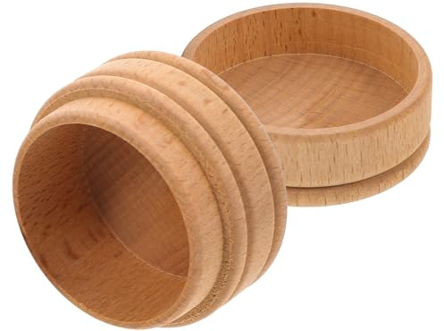 GRIRIW Caja Redonda para Dientes De Leche De Madera De Haya 5x3,5 Cm, Contenedor Portátil Seguro para Guardar Primer Diente y Cabello Fetal, Adecuado para Recuerdos Infantiles y Almacenamiento Hogar