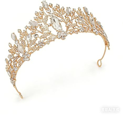 Culinavog Tiara Kristallkrone mit Strasskamm, Diadem Gold hochzeit Kristallkrone Strass Krone Damen, Eleganter Corwn kostüm Mädchen für Geburtstags Hochzeit Abschlussball Prinzessinnenpartys