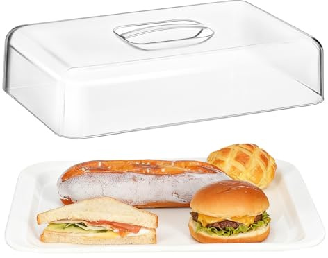 EXAOMBLE Porta Dolce con Coperchio in Acrilico Trasparente, Rettangolare, per Cucine di Casa e Ristoranti, Conserva e Mostra Cibo