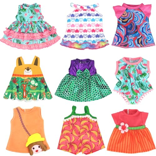 Puppenkleidung für 22-30 cm New Born Baby Puppen, Kleidung Bekleidung Outfits 9er-Pack (Keine Puppe)