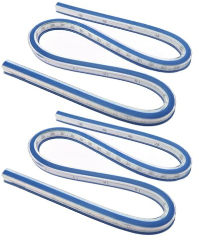 Healeved Flexible Kurvenlineale 2 Stück – 60cm Flexibles Doppelseitiges Nählineal aus Gummi Metall für Präzise Kurvenmessungen Beim Nähen Technischen Zeichnen und Design