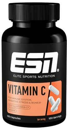 ESN Vitamin C, 500 mg Vitamin C pro Kapsel, hochdosiert, vegan, 120 Kapseln