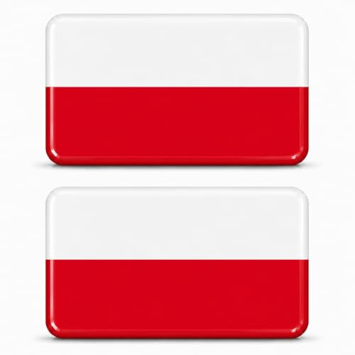 3D landsflaggor klistermärken emblem flagga flagga set 2 stycken – mini gel bil motorcykel hjälm laptop mobiltelefon väska – vattentät självhäftande 18 x 11 mm (Polen PL)