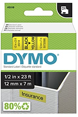 DYMO D1 High-Performance Polyester Removable Label Tape, 0.5 X 23 Ft, Yellow