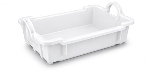 HELGUEFER - Cubeta plastico Apilable 20L | Caja Plastico Almacenaje Resistente y Ergonómica, Polietileno, 650x450x230mm | Uso Alimentario y Industrial | Fácil Limpieza y Ahorro de Espacio