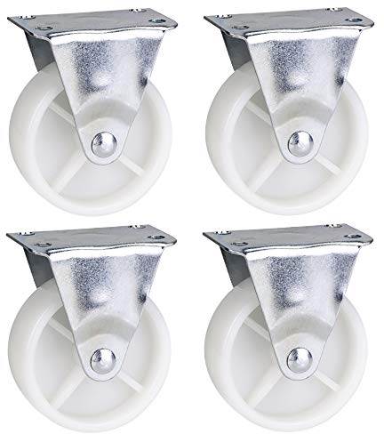 Qty. 4 x 75mm Nylon Fixed Castors - Furniture, Appliance, Trolley & Equipment Wheels by Bulldog Castors - Max 240Kg Per Set