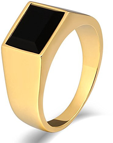 KnSam Schmuck Herren-Ring Edelstahl Siegelring 10mm Punk Bandringe für Männer Junge, Gold Gr. 54 (17.2)