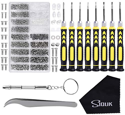 Eyeglass Repair Kit, SIQUK Glasses Repair Kit with 8 in 1 Magnetic Screwdriver and 6 Pairs Nose Pads, Screws Tweezers Glasses Cloth for Glasses, Eye Glass, Sunglass and Watch Repair | Glasses Repair Kit with 6 Pairs Nose Pads, Screws Tweezers Glasses Cloth for Glasses Sunglass and Watch Repair
