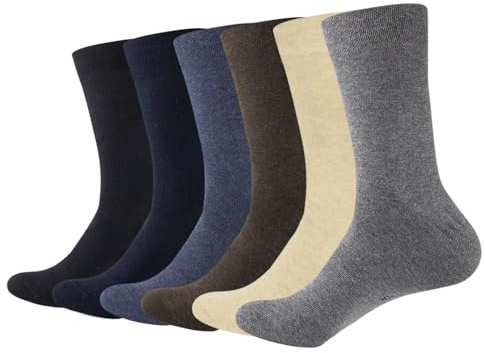 Feetalk Diabetic-Friendly Socks for Men & Women - 98% Cotton (6 Pairs) Business & Daily Wear