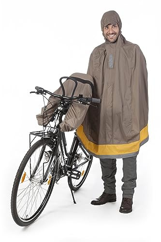 Tucano Urbano Garibaldina Opossum Mantella Antipioggia da Bicicletta, Ergonomica E Super Compattabile, per Adulto E Bambino, con Copri–Seggiolino Frontale in Dotazione, Dove-Grey, L–XL Donna