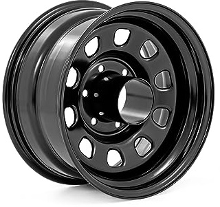 Rough Country Daytona Steel Wheel - 16x8, 5x4.5 Bolt Pattern, 6mm Offset, 10-Slot D-Window Design, Gloss Black