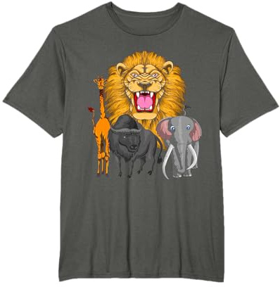 Safari Lion Girafe Buffle L'éléphant Enfants Afrique Animal T-Shirt
